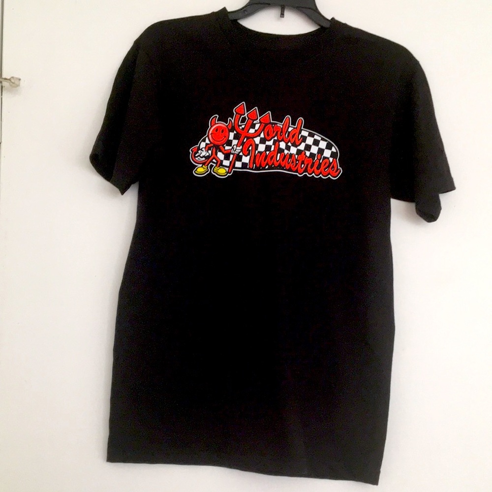 World Industries logo black S tee shirt
